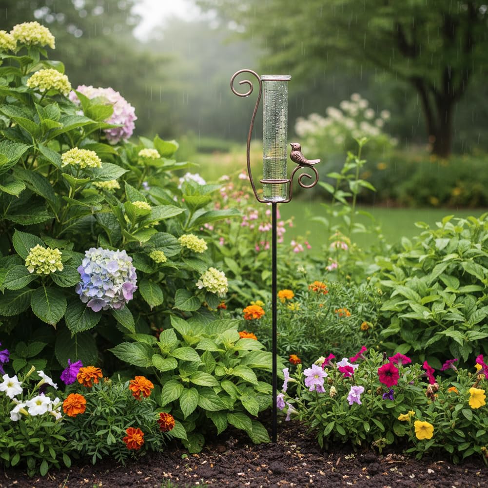 HOBYLUBY 7-inch glass tube offers clear precipitation readings for lawn and garden watering