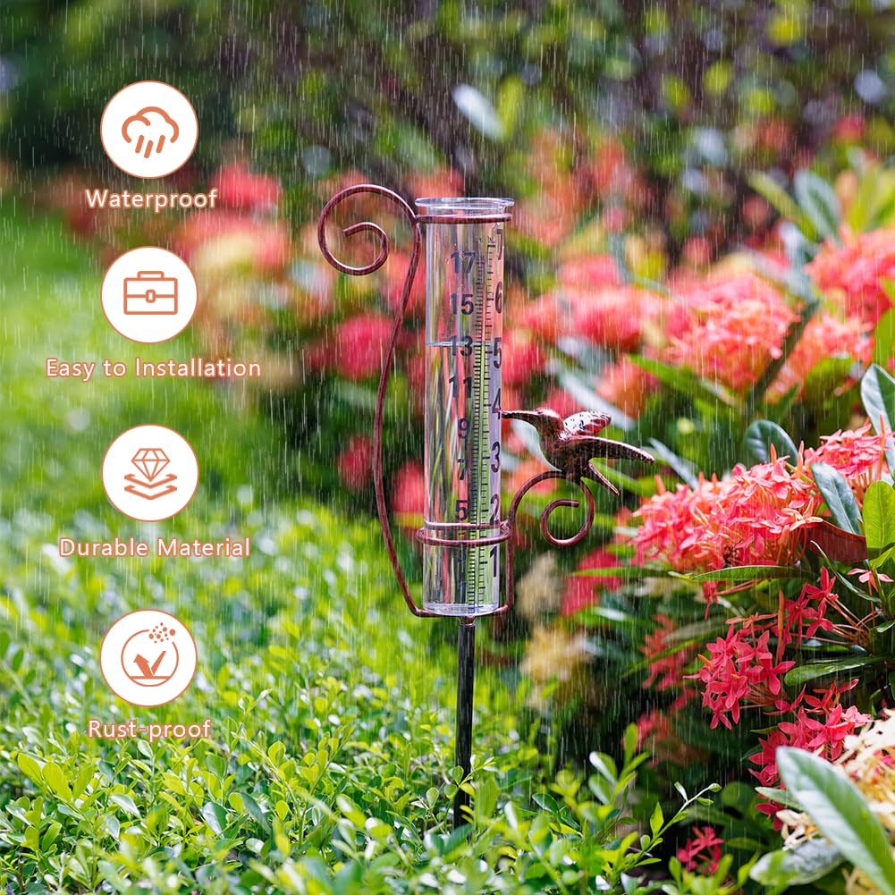 HOBYLUBY rain gauge adjustable stake enables convenient height changes for various beds.