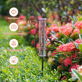 HOBYLUBY rain gauge adjustable stake enables convenient height changes for various beds.