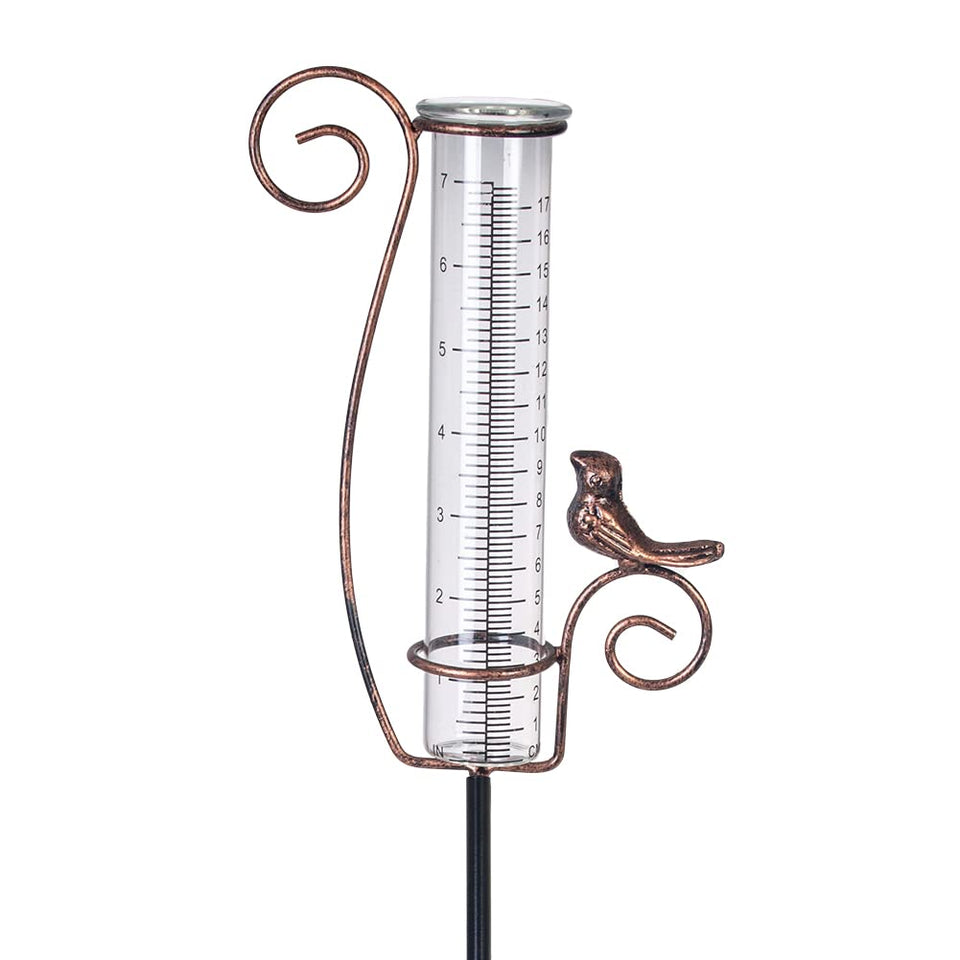 HOBYLUBY rain gauge with bird design helps you track rainfall in your backyard