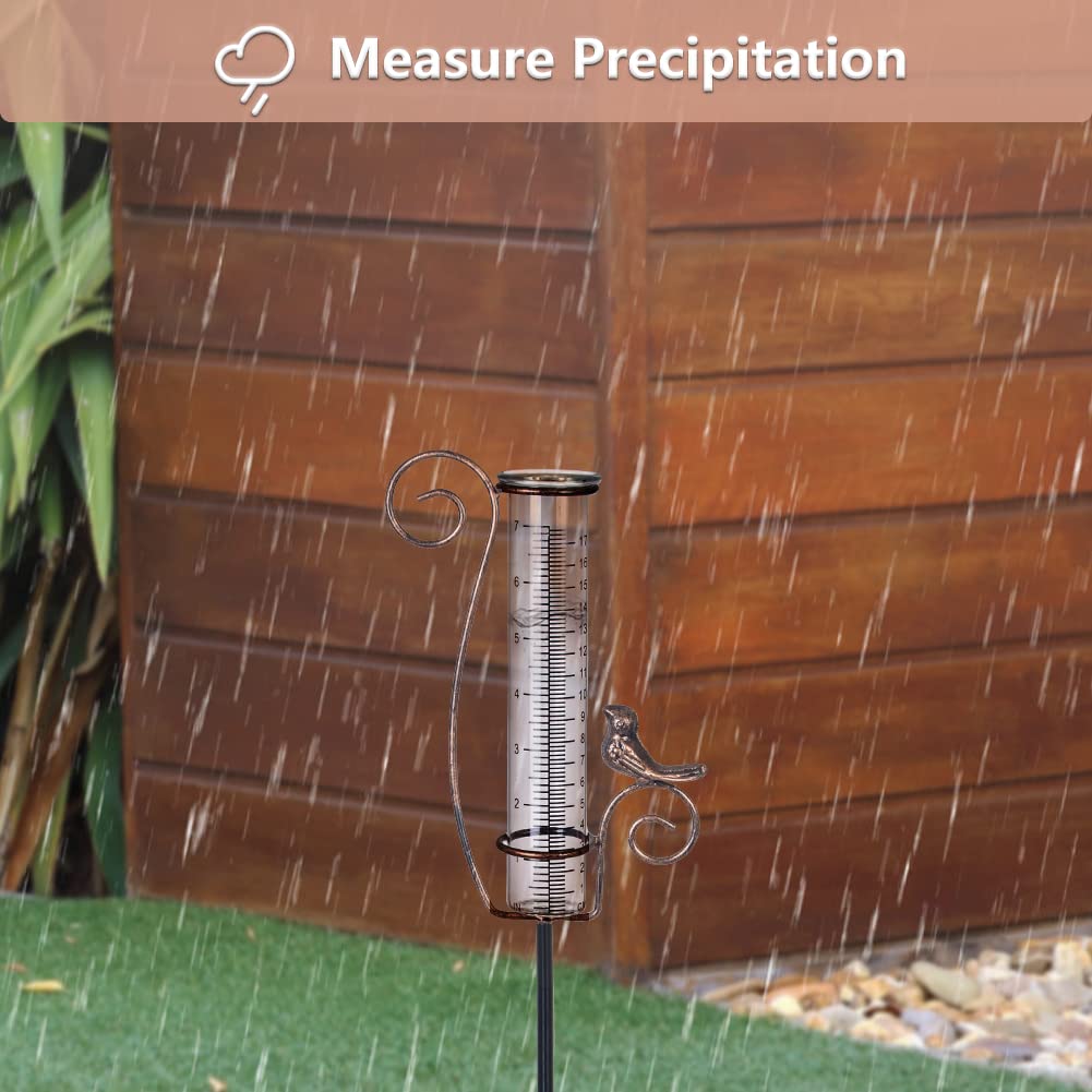 HOBYLUBY garden decor rain gauge adds ambience while tracking rainfall