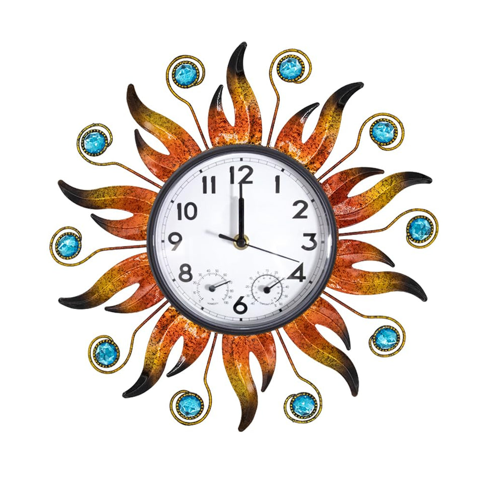 HOBYLUBY sun outdoor clock on wall, decorative and precise timekeeping