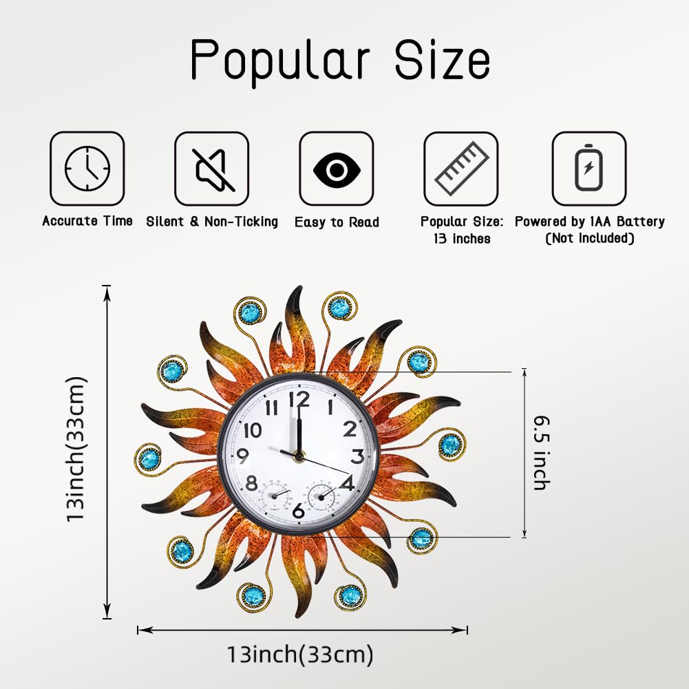 HOBYLUBY sun outdoor clock thermometer display for outdoor temp
