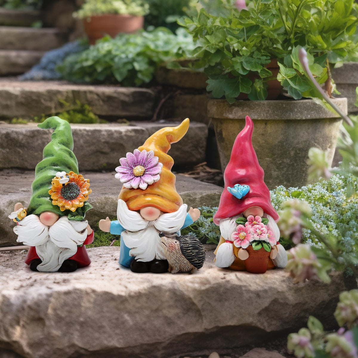 Hodao spring gnome shelf decor brightens tables and mantels.