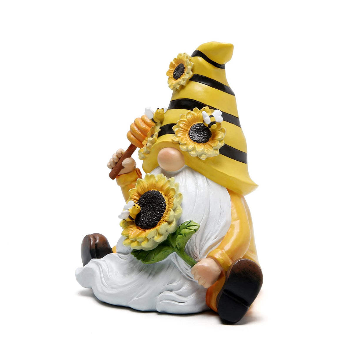 Hodao sunflower bee-gnome adds sunny garden display and whimsy.
