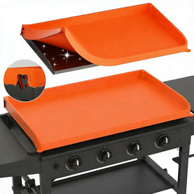 Hodola 36-inch Blackstone silicone griddle mat on a hot grill, protecting the surface