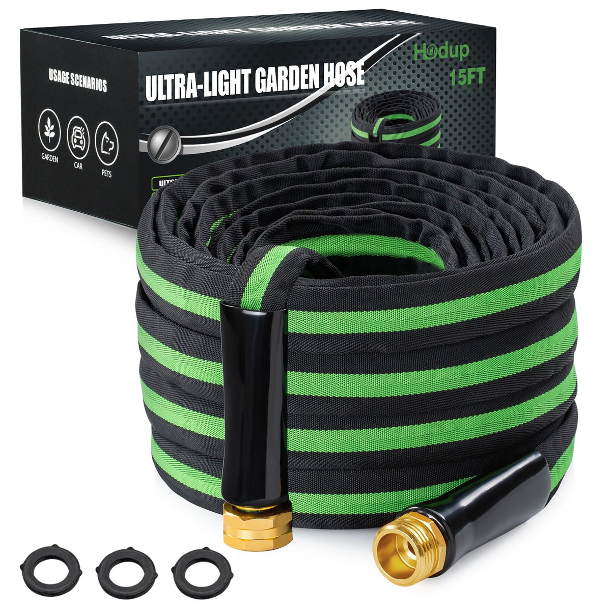 HODUP 15ft lightweight garden hose enabling effortless watering and flexible placement.