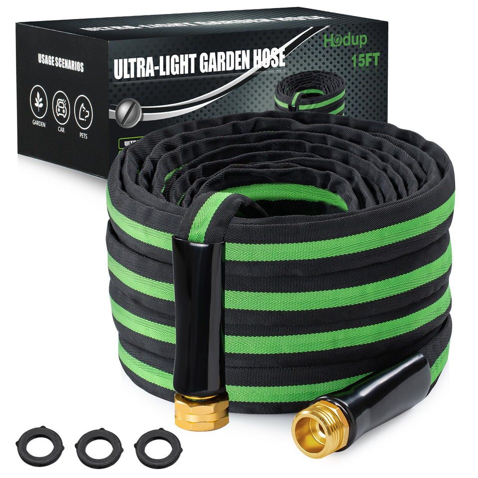 HODUP 15ft lightweight garden hose enabling effortless watering and flexible placement.