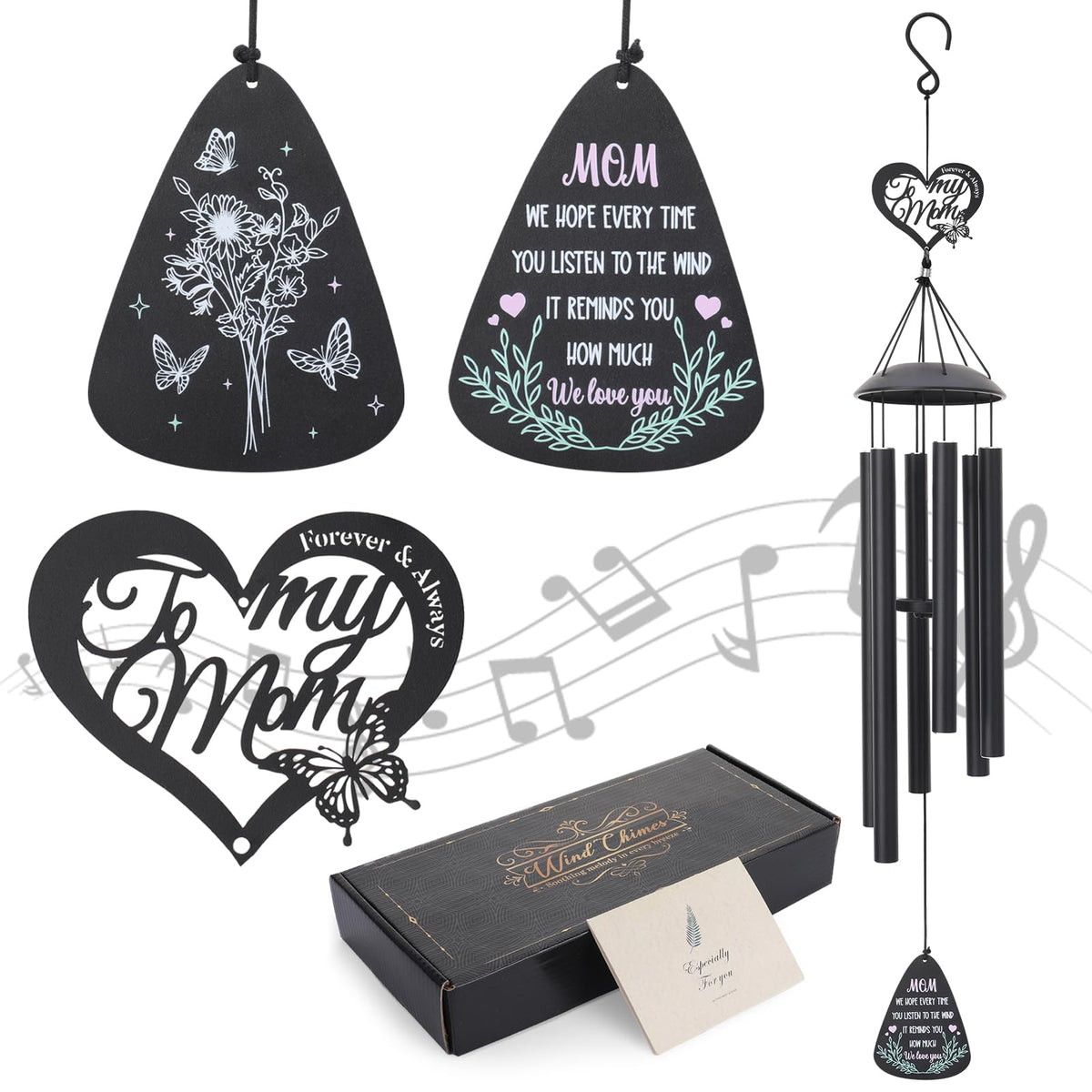 Hoemwarm butterfly wind chimes in outdoor garden delivering calming tones.