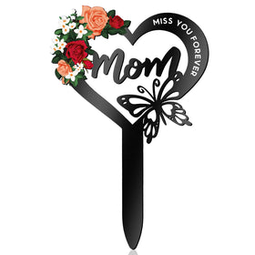 Hoemwarm heart memorial marker for mom—symbol of enduring love in outdoor memorials.