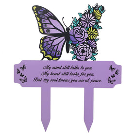 Hoemwarm memorial marker in heart butterfly shape for graves, durable outdoor stake