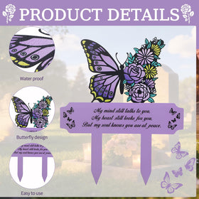 Hoemwarm metal cemetery stake featuring butterfly ornament for weather resistance
