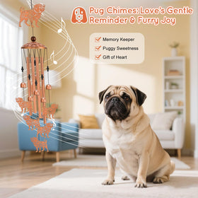 Hoemwarm pug wind chime showing bells and tubes for gentle outdoor melodies.