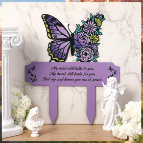 Hoemwarm purple garden memorial stake blends with greenery