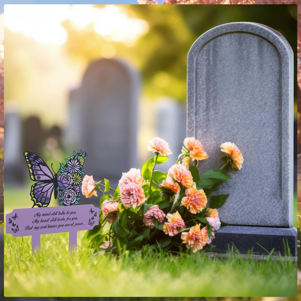 Hoemwarm soil-insert design keeps grave marker stable in wind