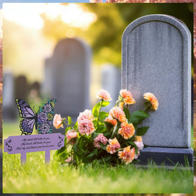 Hoemwarm soil-insert design keeps grave marker stable in wind