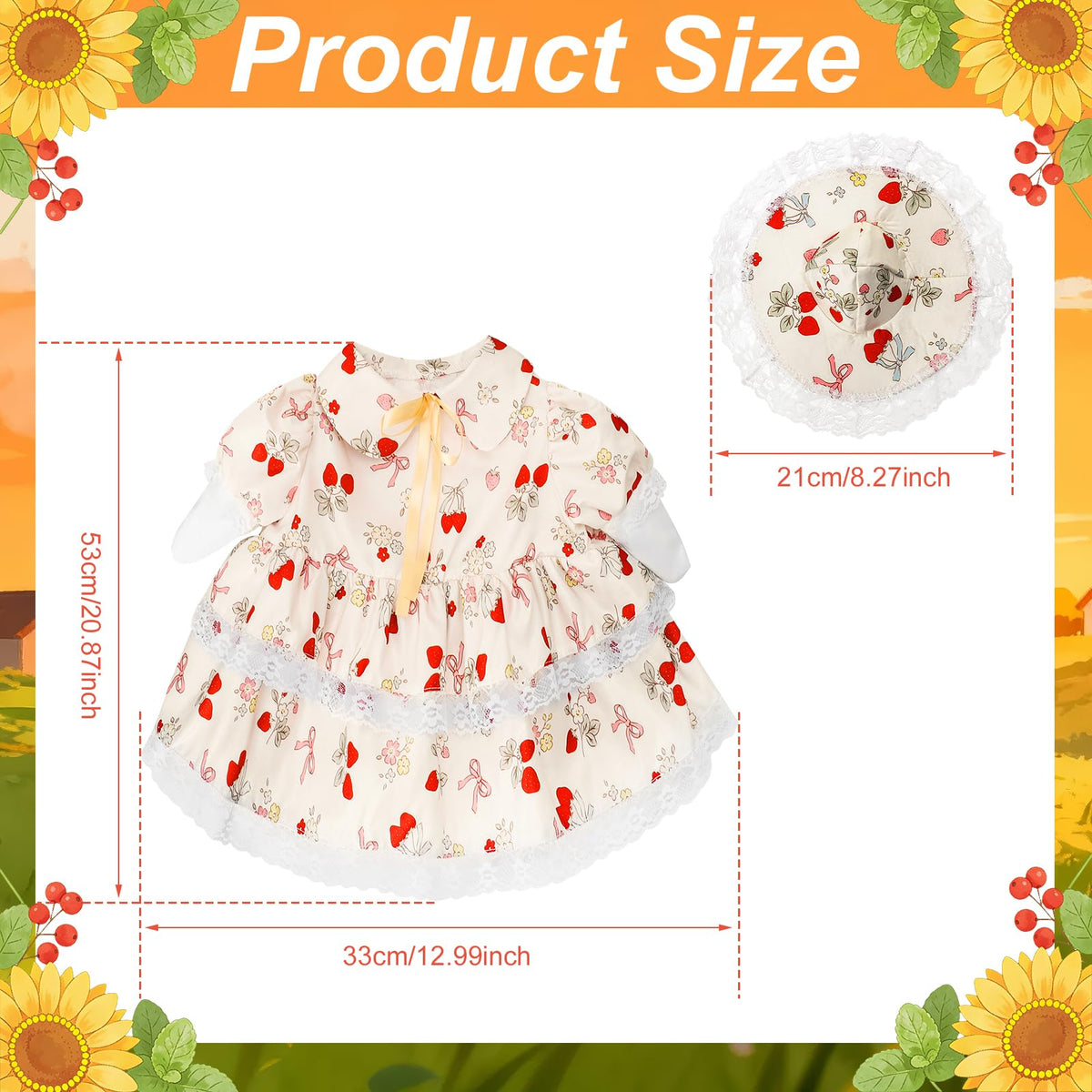 Hoemwarm strawberry hat on a 23-inch goose for festive outdoor decoration
