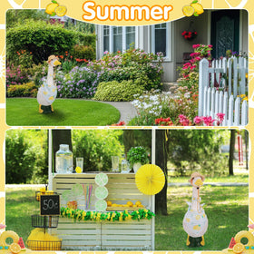 Hoemwarm summer party goose outfit enhances porch decoration and holiday vibe.