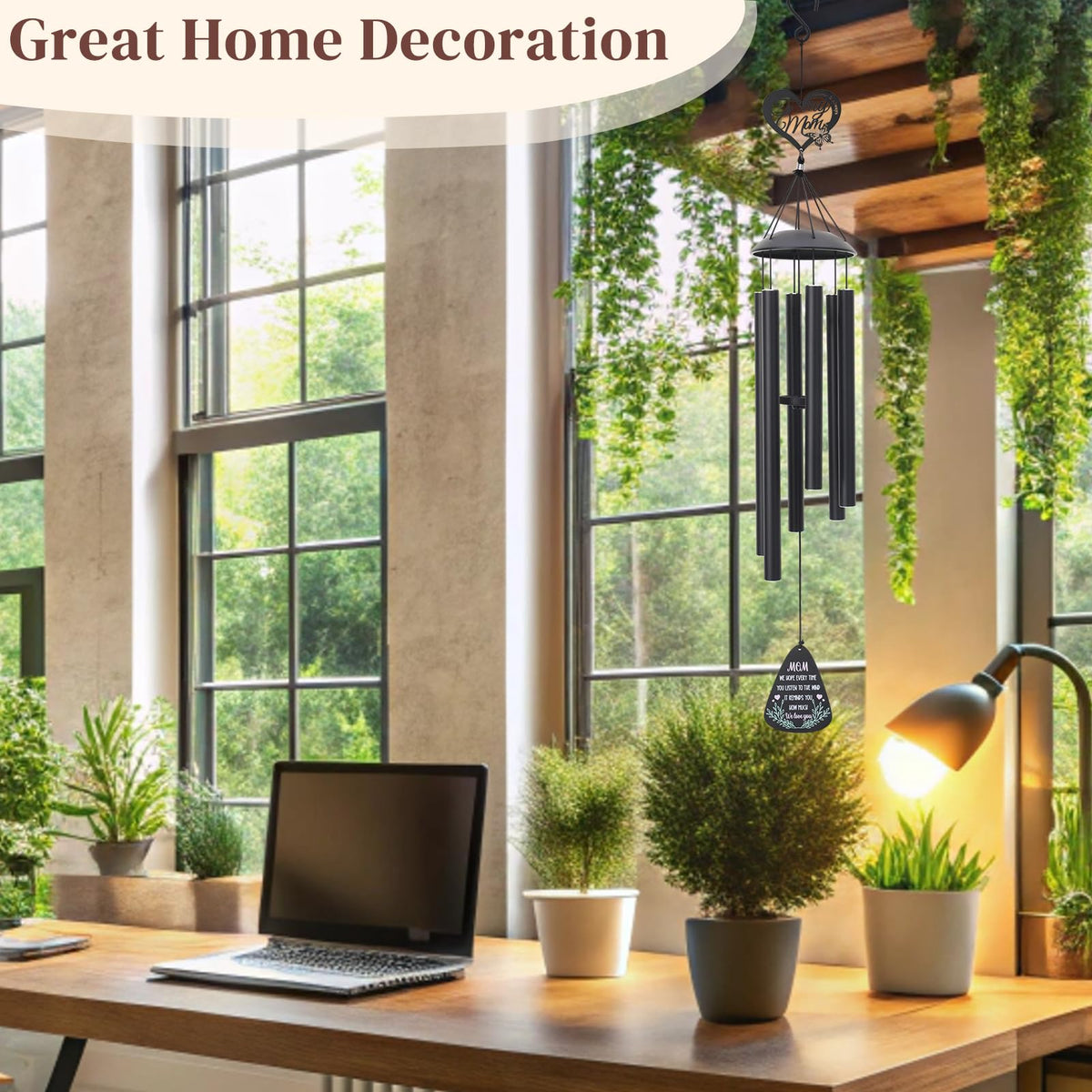 Hoemwarm weather-resistant metal wind chimes withstand sun and rain outdoors.