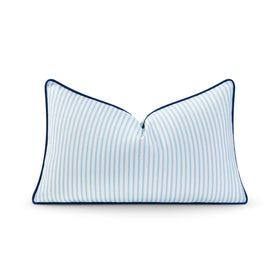 Hofdeco Premium coastal pillow shows blue stripe front view with weather-ready style.