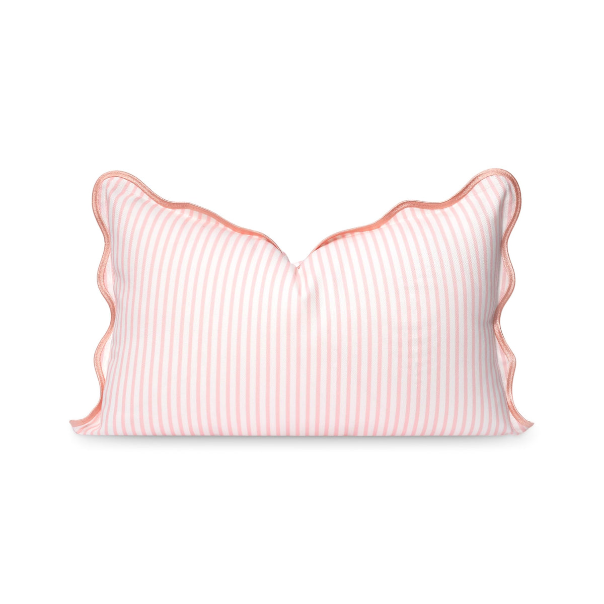 Hofdeco Premium coastal lumbar cover front view with scalloped edge for refined patio seating.