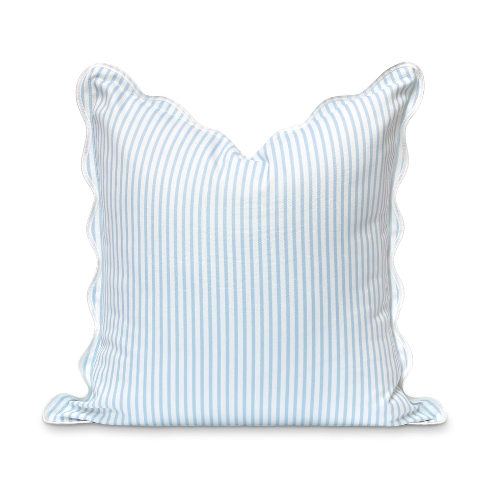 Hofdeco Premium coastal pillow cover front view with baby blue stripes for indoor-outdoor decor