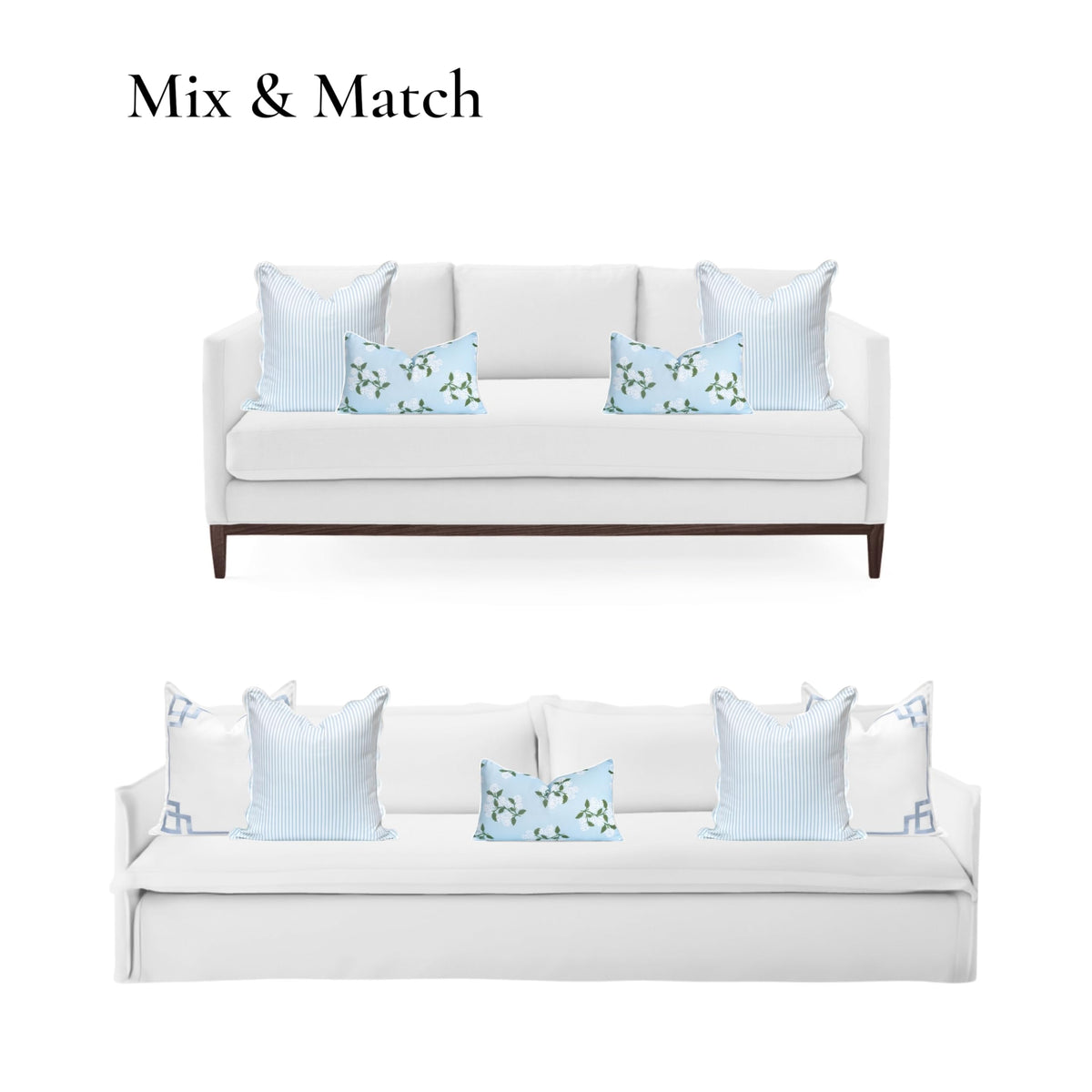 Hofdeco Premium 20x20 cover styled on outdoor furniture adding light airy charm