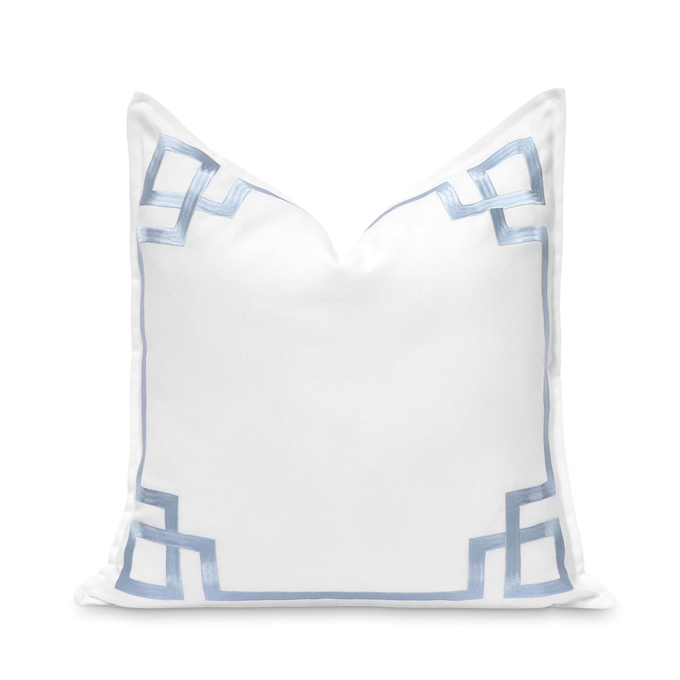 Hofdeco Premium coastal pillow cover with embroidered frame for enhanced indoor-outdoor decor