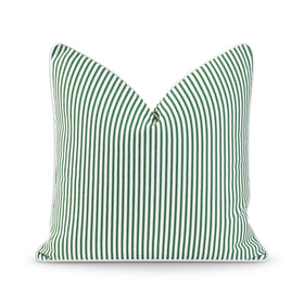 Hofdeco Premium coastal pillow cover front in green stripe for outdoor decor