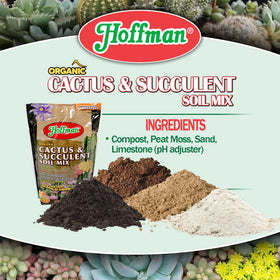 Hoffman organic cactus soil mix closeup on label and texture