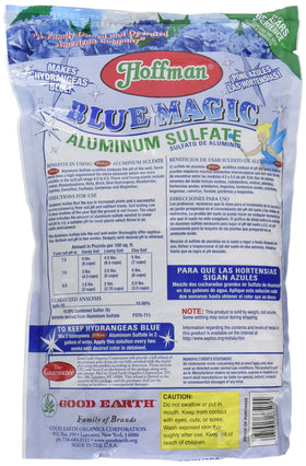 Hoffman aluminum sulfate soil application shows how to adjust pH for blue hydrangea blooms.