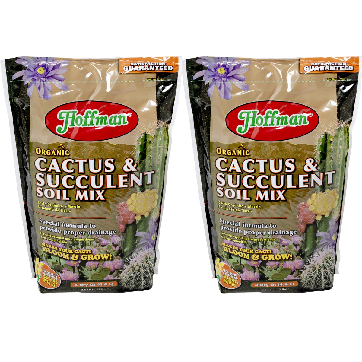 Hoffman cactus soil 2-pack bags ready-to-use drainage for thriving succulents.