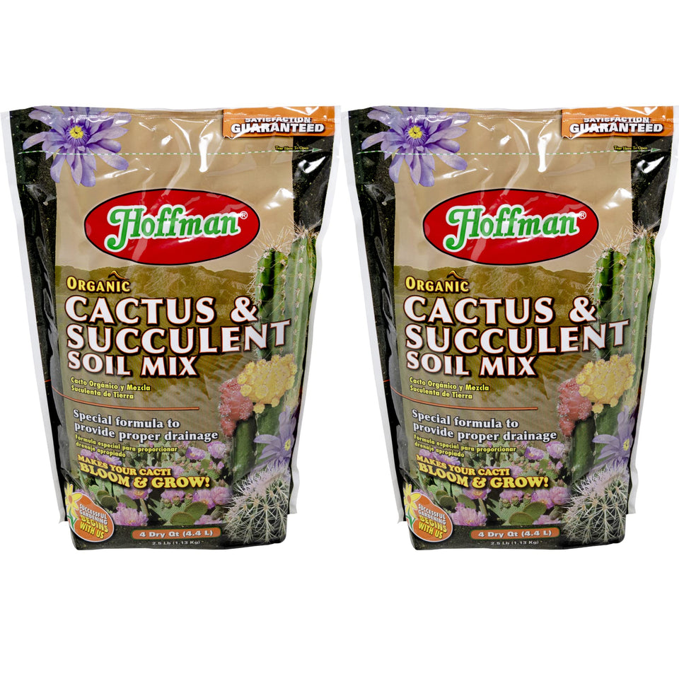 Hoffman cactus soil 2-pack bags ready-to-use drainage for thriving succulents.