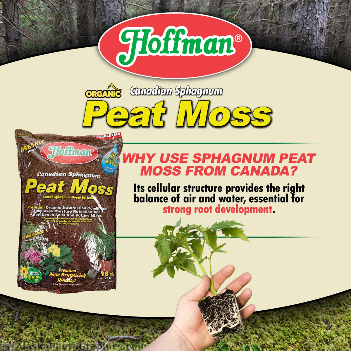 Closeup of Hoffman peat moss texture for loosening heavy soils.