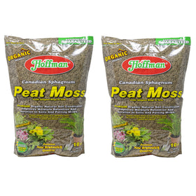 Hoffman Canadian sphagnum peat moss soil conditioner bag shows a 10qt pack for moisture retention