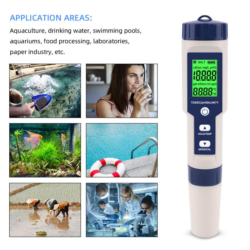 Hofun multiparameter water test meter suitable for aquariums, pools, and spas