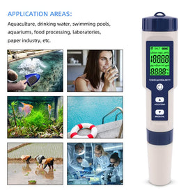 Hofun multiparameter water test meter suitable for aquariums, pools, and spas