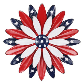 hogardeck 4th of July metal flower wall art in red, white, blue for outdoor decor