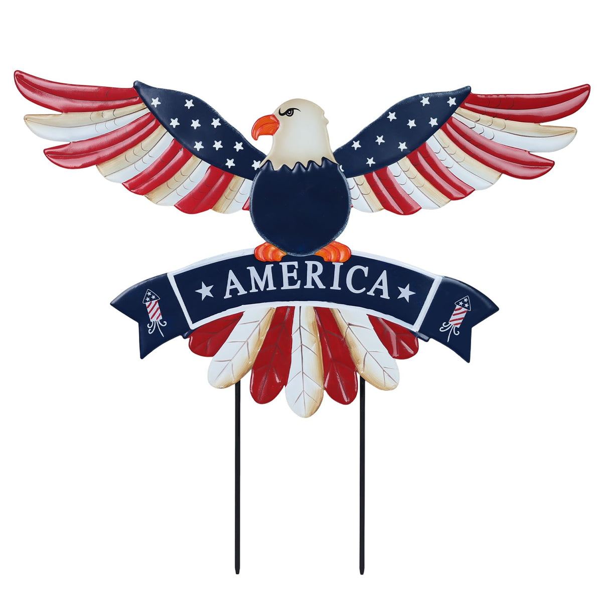 hogardeck American eagle garden stake with outstretched wings for a bold patriotic lawn display