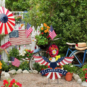 hogardeck eagle stake featuring the AMERICA plaque and stars for memorable yard moments