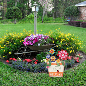 hogardeck bright iron flowers decor adds seasonal charm to pathways.