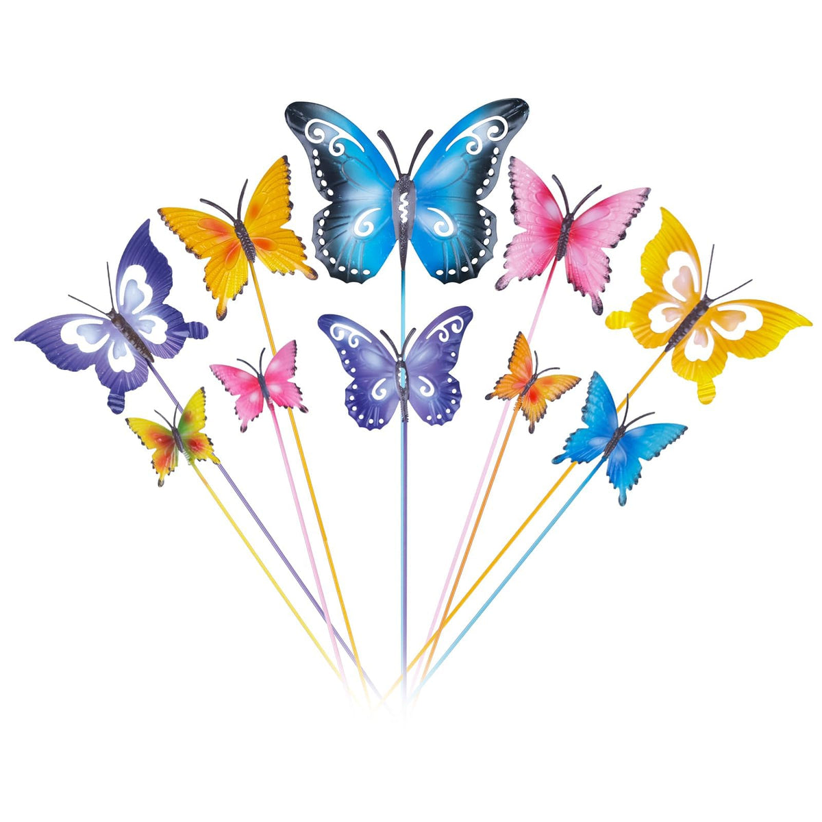 hogardeck butterfly garden stake adds color to planters and borders.