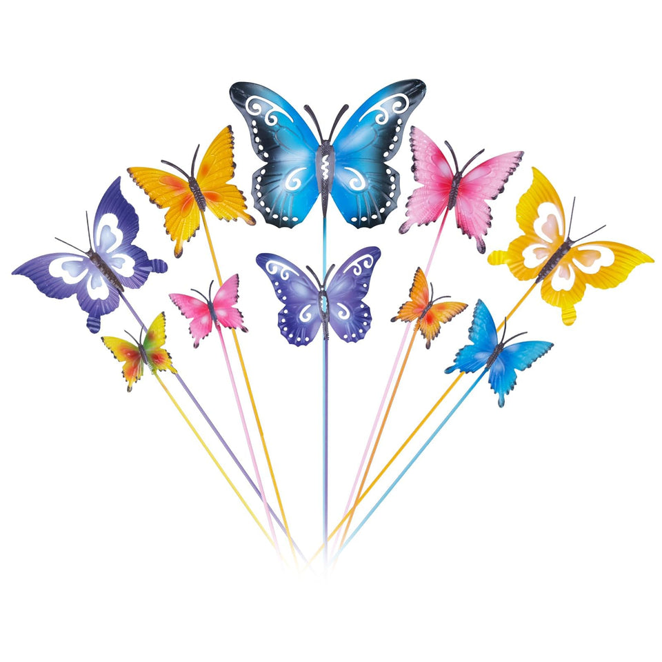 hogardeck butterfly garden stake adds color to planters and borders.