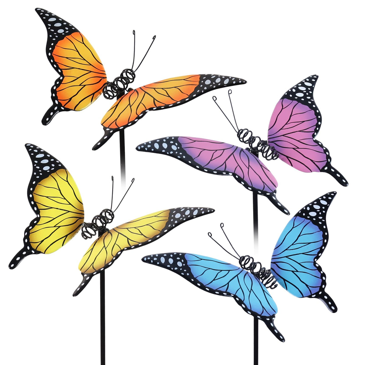 hogardeck butterfly stake front view shows vibrant color for garden borders