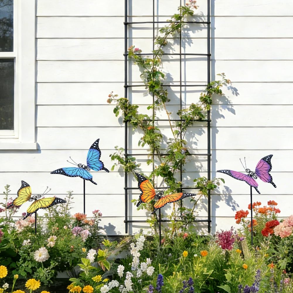 hogardeck butterfly stake installed in lawn for instant curb appeal
