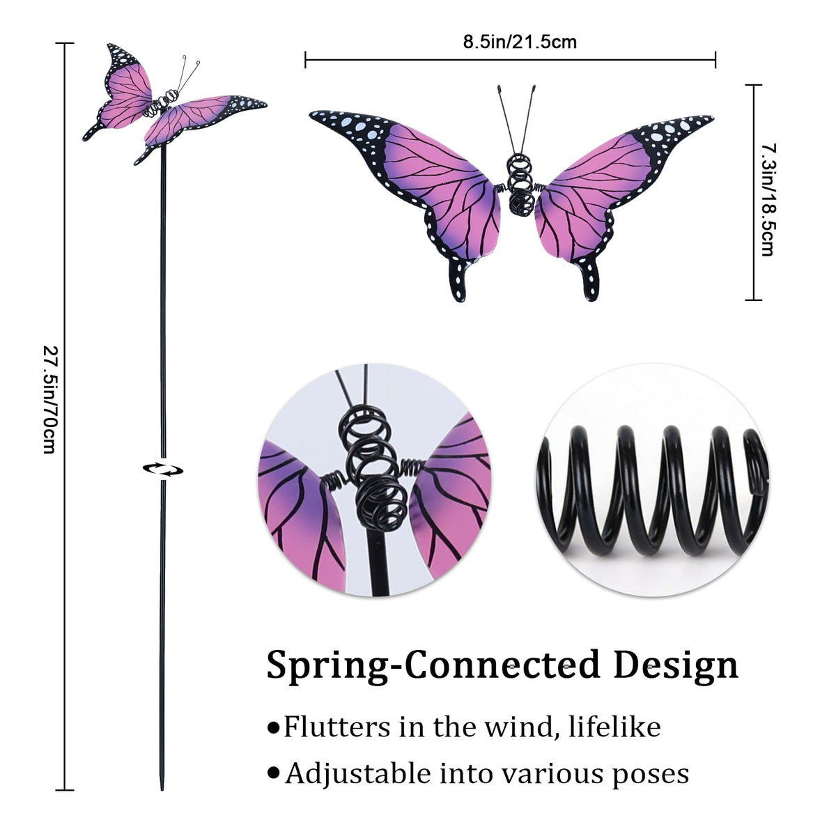 hogardeck butterfly stake close-up emphasizes wings and weatherproof finish