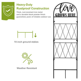 hogardeck trellis with Love Grows Here engraving adds decorative garden charm.