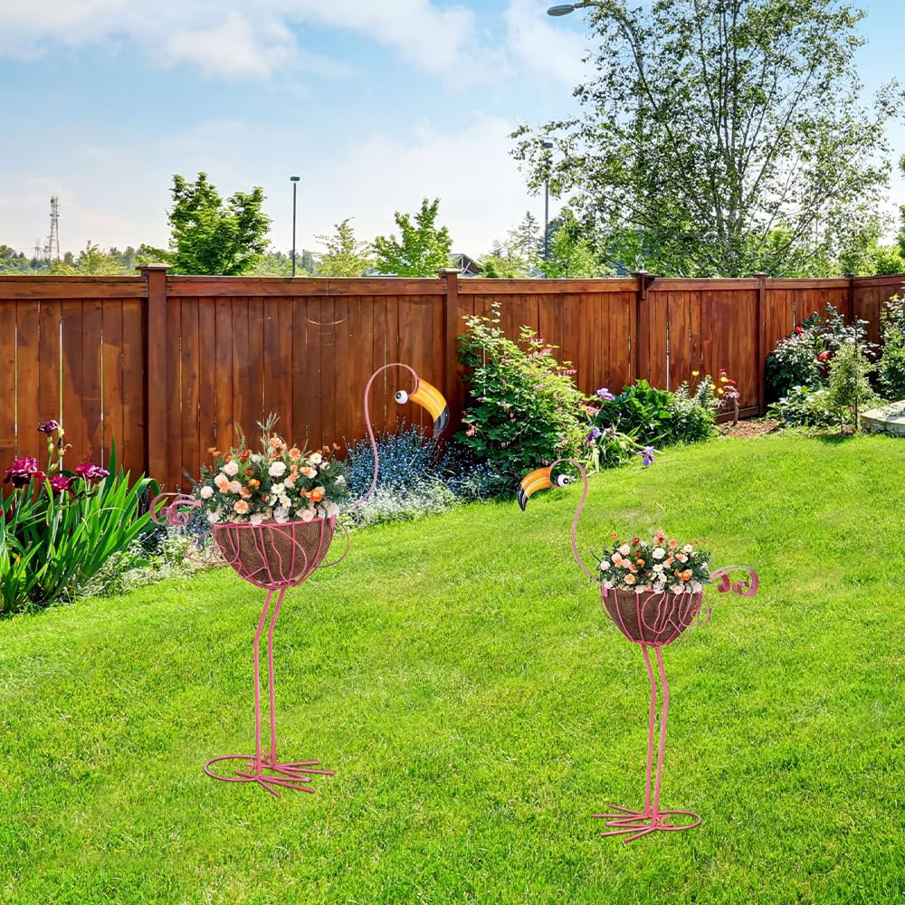 Hogardeck small flamingo planter fits compact spaces and entries