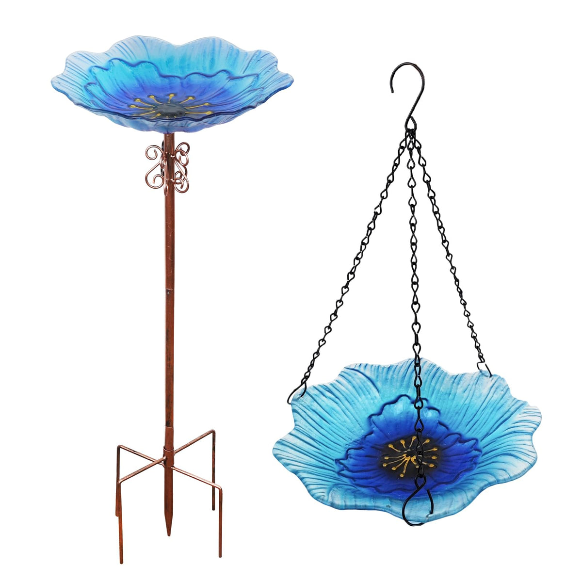 hogardeck floral glass bird bath with delicate design inviting small birds to visit