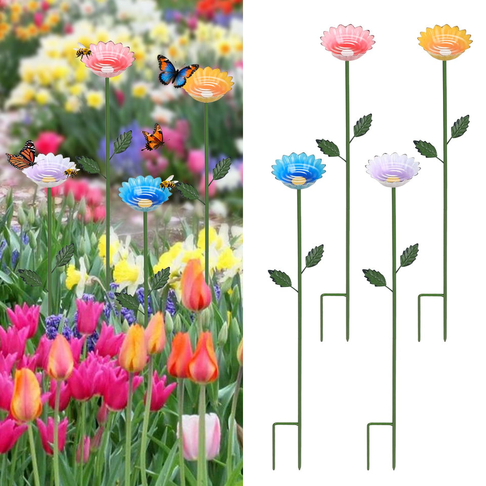 hogardeck flower-bee-watering-station blue attracts pollinators and brightens your garden.